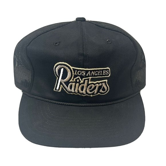 Vintage Los Angeles Raiders Hat Black Sports Specialties Mesh Snapback RARE